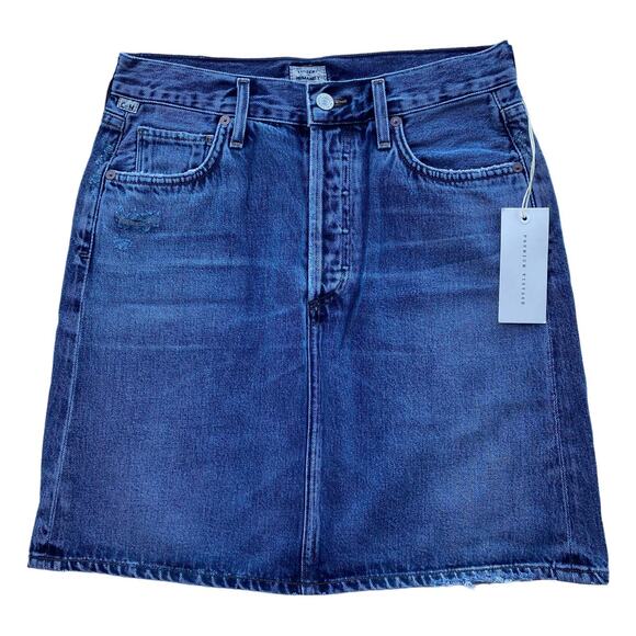 New Citizens of Humanity Premium Vintage Lorelle Piece Out Denim Mini Skirt 27 - Picture 5 of 13